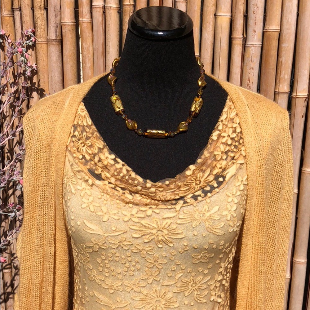 *LAST ONE!* 🌸NEW YEAR SALE🌸 NEW Goldenrod Knit & Lace 3Pc Sweater Set OS - Picture 7 of 9